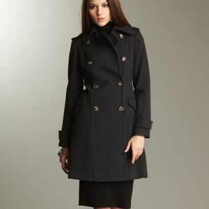 Allsaints Spitalfields Boni Wool Double Breasted Peacoat Jacket Gray Black 4